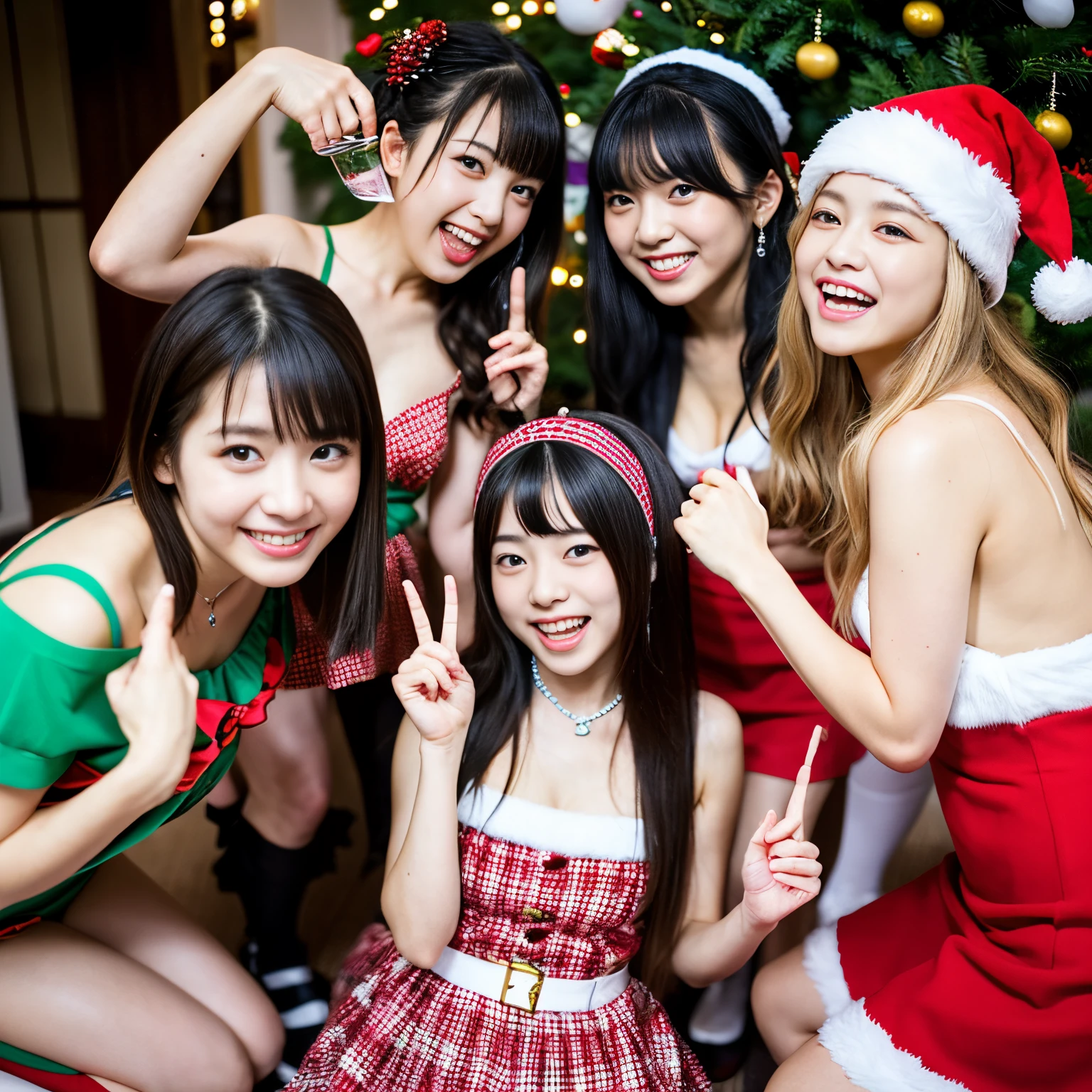 ((Best-quality, Masterpiece, Ultra-High-Resolution, (Photorealistic:1.4), Raw-Photo, Extremely-Details, Perfect-Anatomy)), 3-girls, (((all 10-years-old))), all the most popular Japanese idols, (((all having a lot of fun at sexy-Christmas-orgy, all want to kiss anyone, all want to drink cum straight from someone's penis, dynamic-pose))), (((all extremely cute face like a most famous Japanese idols))), (((all extremely beautiful big-black-solid-eyes, all extremely beautiful black-short-cut-haired))), all extremely beautiful lips, all extremely beautiful long-eyelashes, (((all extremely beautiful realistic-skins))), (((all wearing extremely sexy-Christmas-costumes, detailed sexy-Christmas-costumes))), detailed sexy-Christmas-orgy