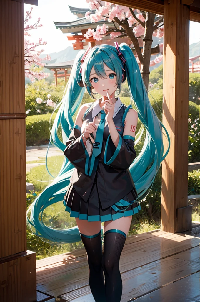 miku hatsune,new year,January,Kagami mochi,Kadomatsu,Pines,bamboo,Plum Blossom,shrines,torii gate,