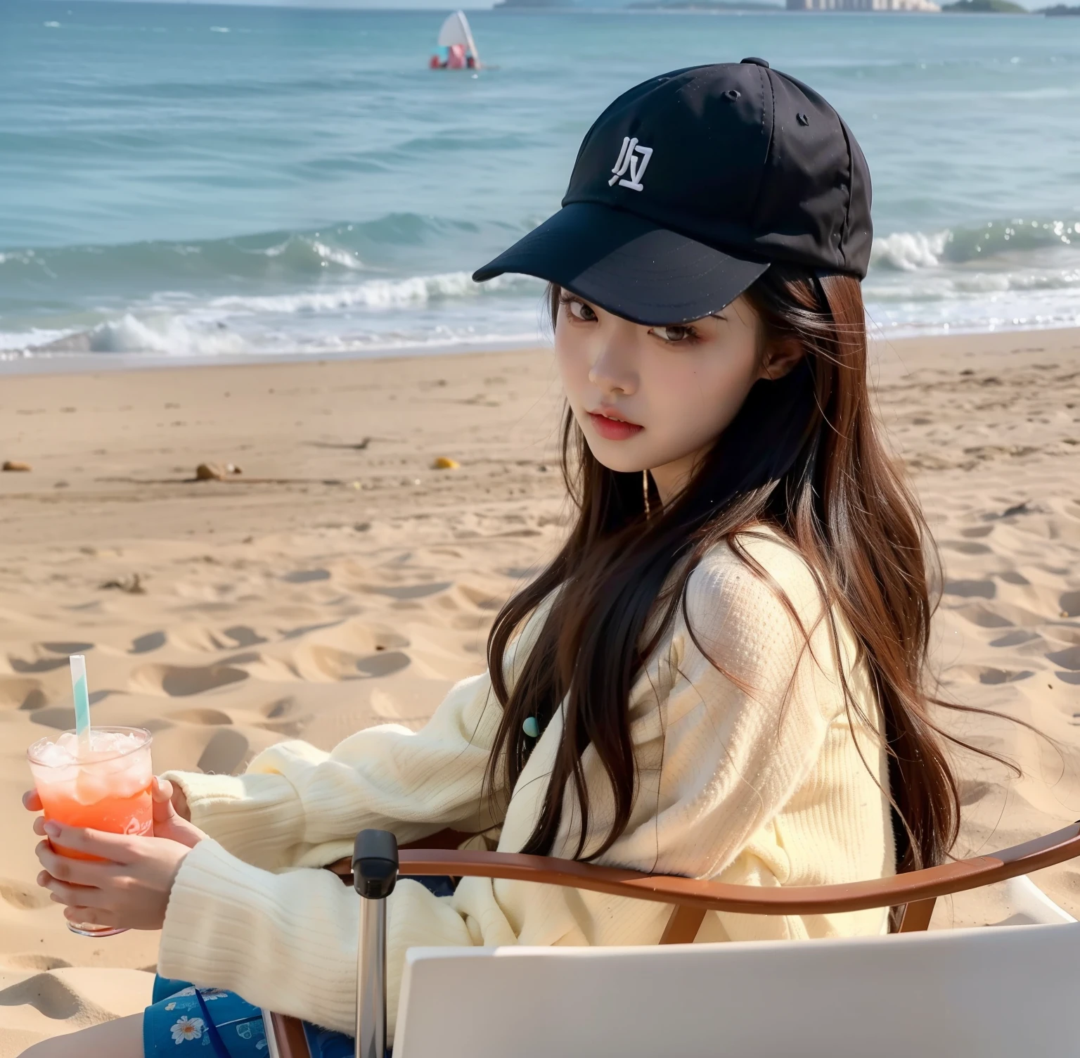 Woman sitting on beach chair drinking drink, Bae Xiuzhi, blackpink jennie, sitting in beach, Ziyu from twice, Jisoo from BlackPink, personal profile picture, Blackpink’s Jisoo, Di Li Gerba, Kim Do-young, in beach, lalisa manobal, Nam Jae-yeon, User photo, Cui Xianhua