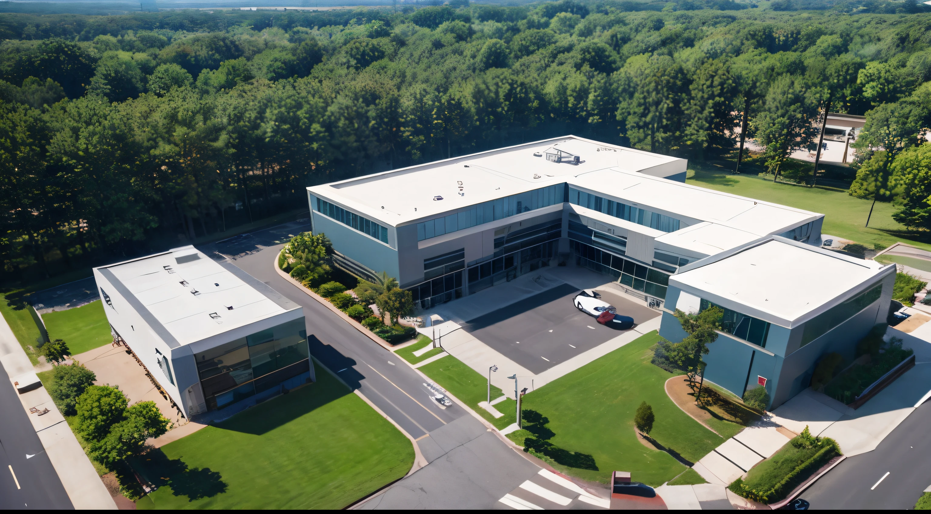 Aerial view of stylish office park