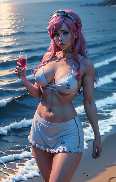 Bambietta bleach, foto de corpo inteiro , pernas grossas e bonita do mais alto grau baseada na personagem bambietta extremely high quality, A mais alta qualidade de imagem, Top resolution, Fotos RAW, Foto Realista, ultra detalhado e bonito, Detalhes mais altos, Pele clara bonita, (seios grandes, seios aparente, micro bikini, medium hips, Athletic body, olhos pretos brilhantes, cabelos longos, cabelo rosa, arte digital, 4k, detalhes perfeitos, hipnotizantes, feito profissionalmente, beautiful vector illustration, 12k resolution, ..3d, ((altamente detalhado)),((Ultra alta qualidade)), na praia, bem detalhado
