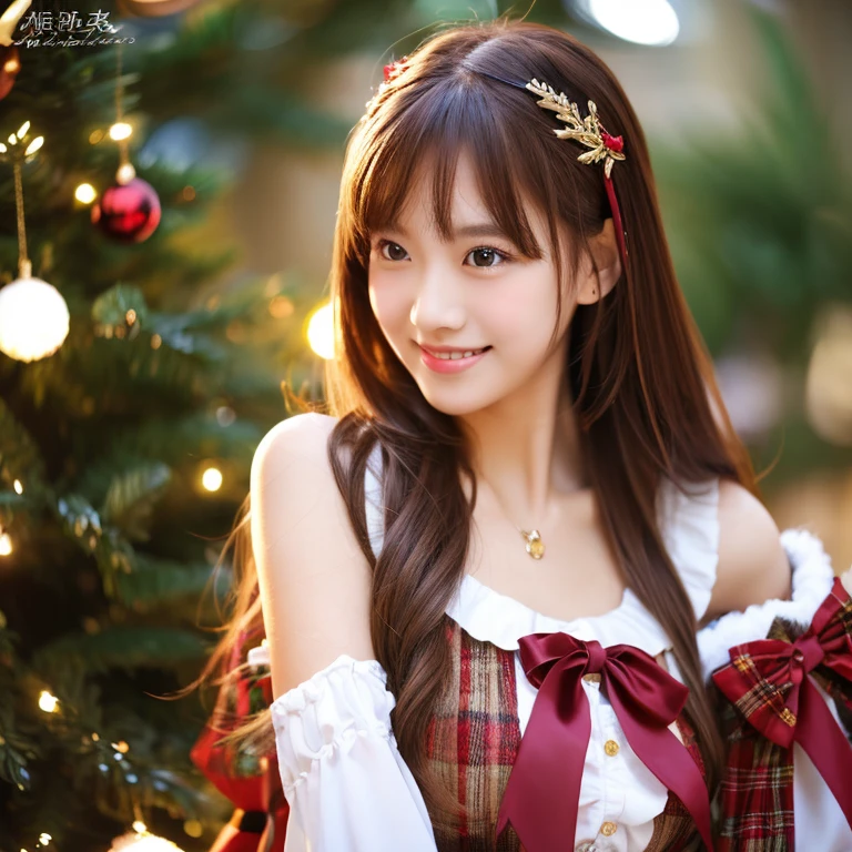 Best Quality, masutepiece, hight resolution, 1girl in,Christmas beauty full body high resolution image,Super high resolution images of beautiful faces,Dressed in Santa Claus costume,Hair Ornament,Maroon hair,fully body photo, Jewelry,Beautiful face,Tyndall effect,Photorealistic, Detailed image of horizontal Christmas tree,fullbody image,(High detailed skin:1.2),Smiling and looking at the camera,full body digital single lens reflex camera, in the soft and bright sunlight,High quality, Volumetric lighting, Candid, photograph, High resolution 8K,