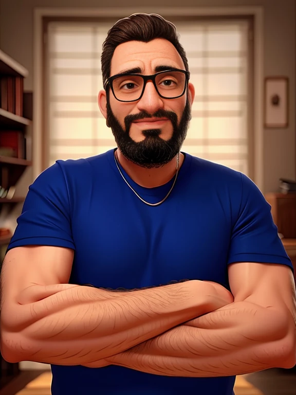 Man with glasses and beard with arms crossed, imagem frontal, imagem de qualidade muito baixa, Emad Mostaque, foto de perfil profissional, Alex, Ahmad Merheb, Directed by: Nandor Soldier, arms crossed on chest, Mohamed Chahin, foto de perfil headshot, Aykut Aydogdu, Nekro Petros Afshar