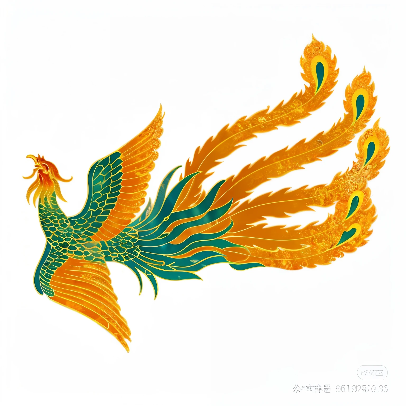 Close-up of a long-tailed bird flying, Phoenix's artwork, cyber punk perssonage,phoenix-inspired, phoenix dragon, solarpunk phoenix, A phoenix, ''Phoenix rest wallpaper, ''Phoenix wallpaper, jellyfish pheonix, phoenix rising, With wings of blazing golden flames, With fiery golden wings, Jellyfish Phoenix Dragon, fenghuang, phoenix in fire