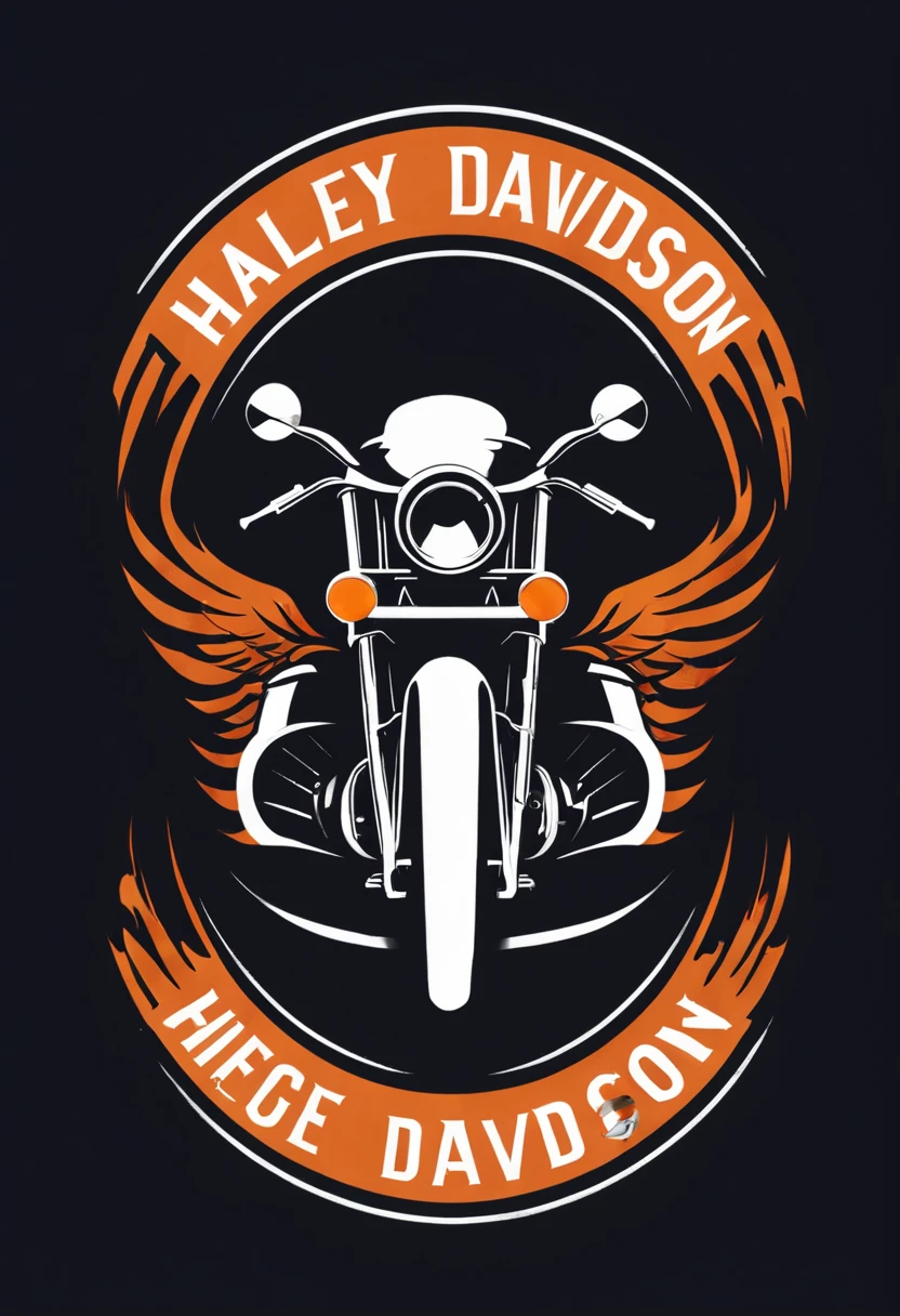 Harley Davidson logo design,t shirt design,beefy style,design only,white background,no model,professional,high contrast,high-res,ultra-detailed,vivid colors,metallic accents,sharp focus,edgy,dynamic composition,gritty texture,rough brush strokes,mechanical elements,chrome effect,classic typography,retro style,distressed look,aggressive lines and curves,3D rendering,striking visual impact,dark shadows,strong branding presence,monochromatic palette,industrial aesthetic