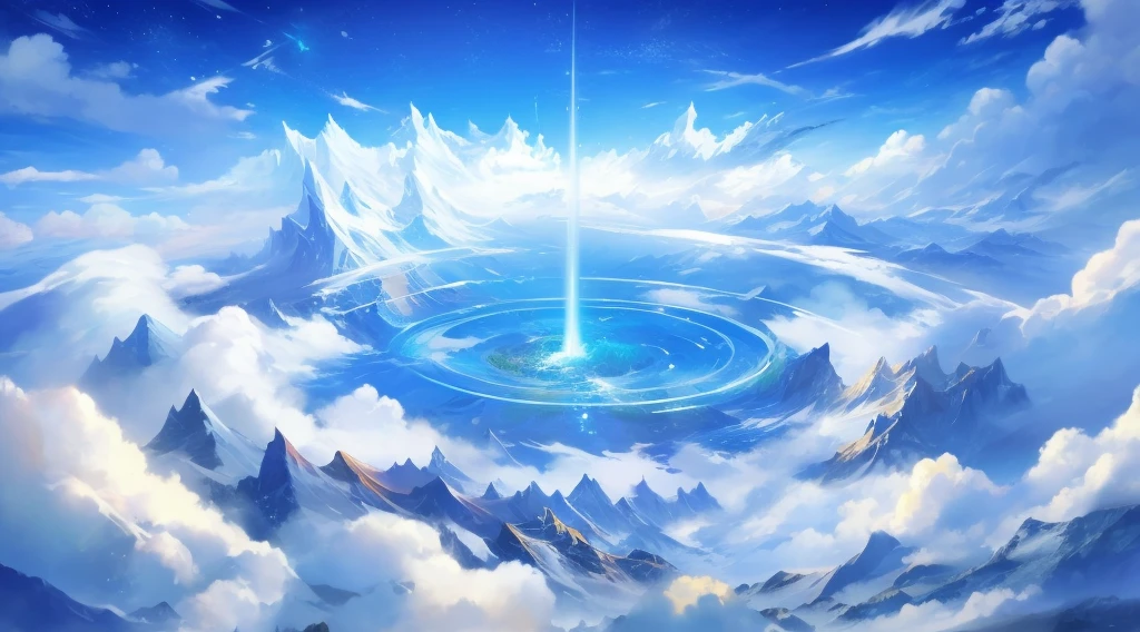 anime，fantasy mountainlue Magic Array，Clouds