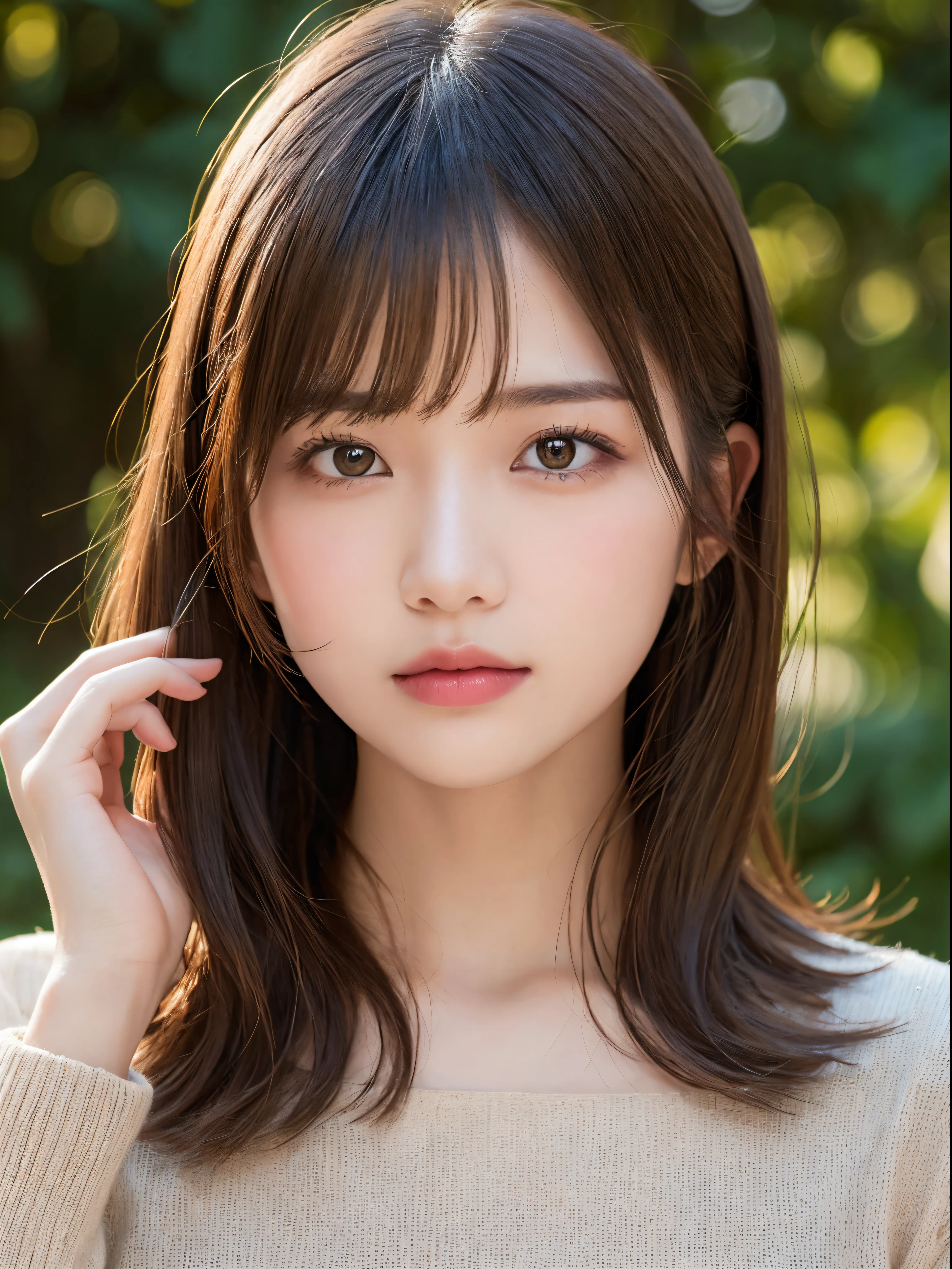((NSFW))、(masterpiece:1.5)、(8K)、(Photorealsitic:1.5)、Raw photography、(Top image quality:1.4)、(foco nítido:1.5)、 top-quality、masterpiece、超A high resolution、Perfect dynamic composition、 20 years old、slender、prety woman:1.4、serious facial expression、 she is wearing a purple long sleeve knit dress.、 light brown hair、bob cuts、Glowing hair、 Super Detail Face、A detailed eye、二重まぶた、 Natural Color Lip、Transparent skin、