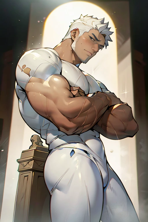 Michelangelo style marble statue, sexy and male marble statue, (male), religious, gospel, jurising, god statue, hypermuscle, hyperpeck, spotlight, high contrast, masterpiece, highest quality, best image quality, cinematic lighting, photoreal, gay, lifelike male statue, multiple marble statueale), (statue))), (white latex)), (( Multiple male statues)), ((realistic)), (masterpiece, super high quality, high resolution, 8k, complex: 1.2, cinematic lighting, photorealistic),
Inanimate objects, no animate objects, realistic marble statues, spotlights, high contrast, male figures exhibited multiple side by side, detailed muscles, good lighting quality, muscle veins, (pale skin)), low angle, lust face, big muscular body, hyper muscle, big ass, whip, hyperpeck, white beard, white eyes, snow-white body color,