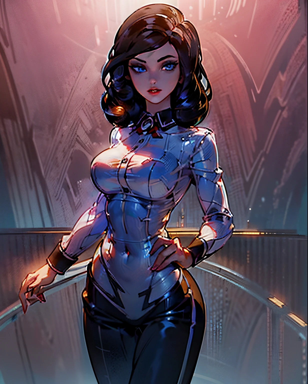 Ashley Alexiss dressed in black electric ribbon,face central, dress with black electric ribbon, anime ::Jason Fabok e estilo Yoji Shinkawa ::2.0 comix illustration style, estilo tatoon , Comic book style , mulher bonita com cabelo longo ultra detalhado, (fundo bonito e claro:1.2), , fantastic paintings , estilo graffit;, flor, olhos altamente detalhados , uma camiseta ou vestido com uma blusa branca por baixo, Position, e pulseiras, com longos cabelos pretos , Cor do vitral