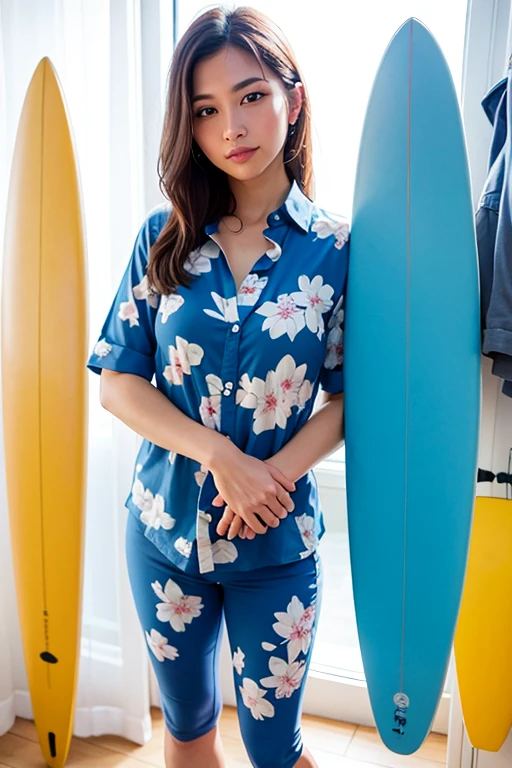 (elegant blue(long aloha shirt)), Normal standing posture、Surf Shop、