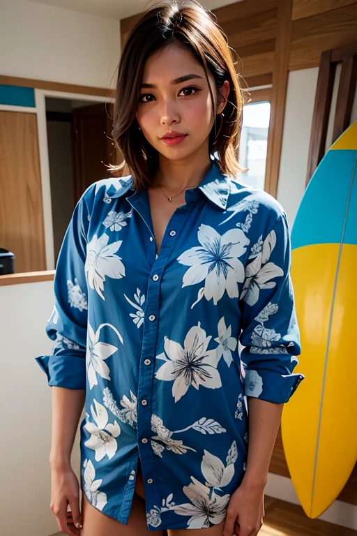 (elegant blue(long aloha shirt)), Normal standing posture、Surf Shop、