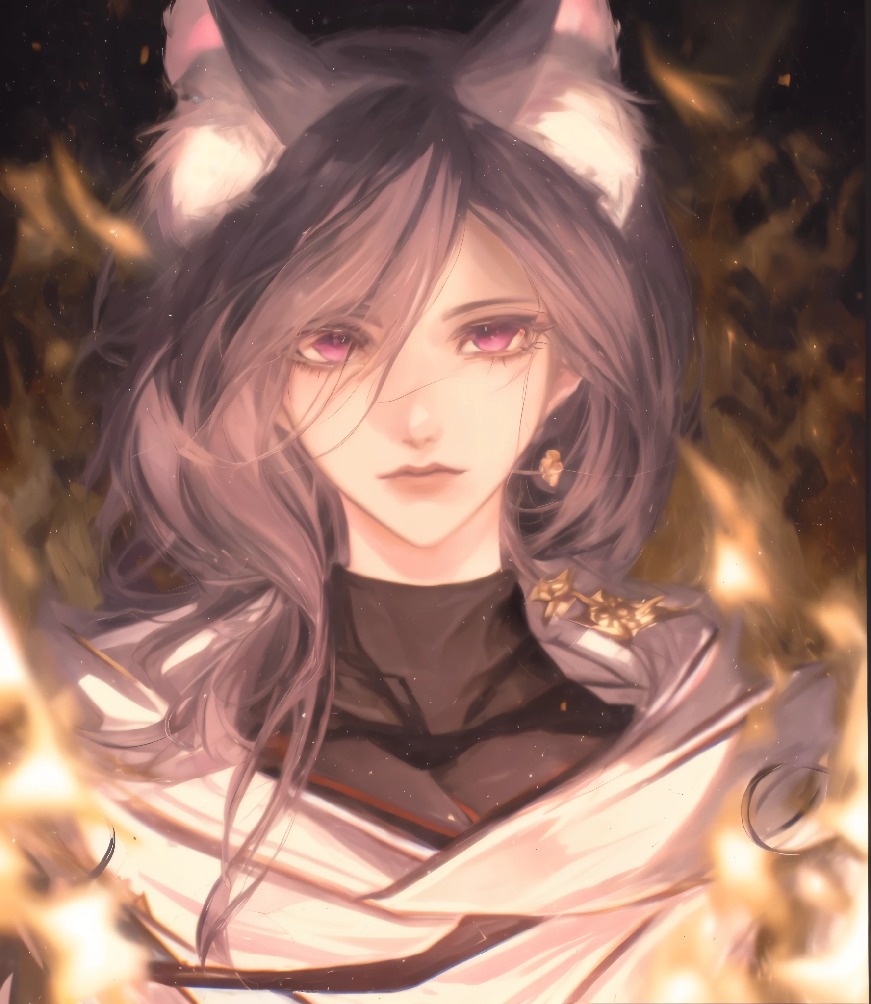 Anime manga girl，cat ear，black collar white skirt, Portrait of a beaver, author：Anime painter studio, ahri, by Shitao, Portrait of a knight of the zodiac girl, digital art from danganronpa, With a pair of big bright sad eyes, drawn in anime painter studio, Gaimoyedre, Zero art, Albedo of Overlord