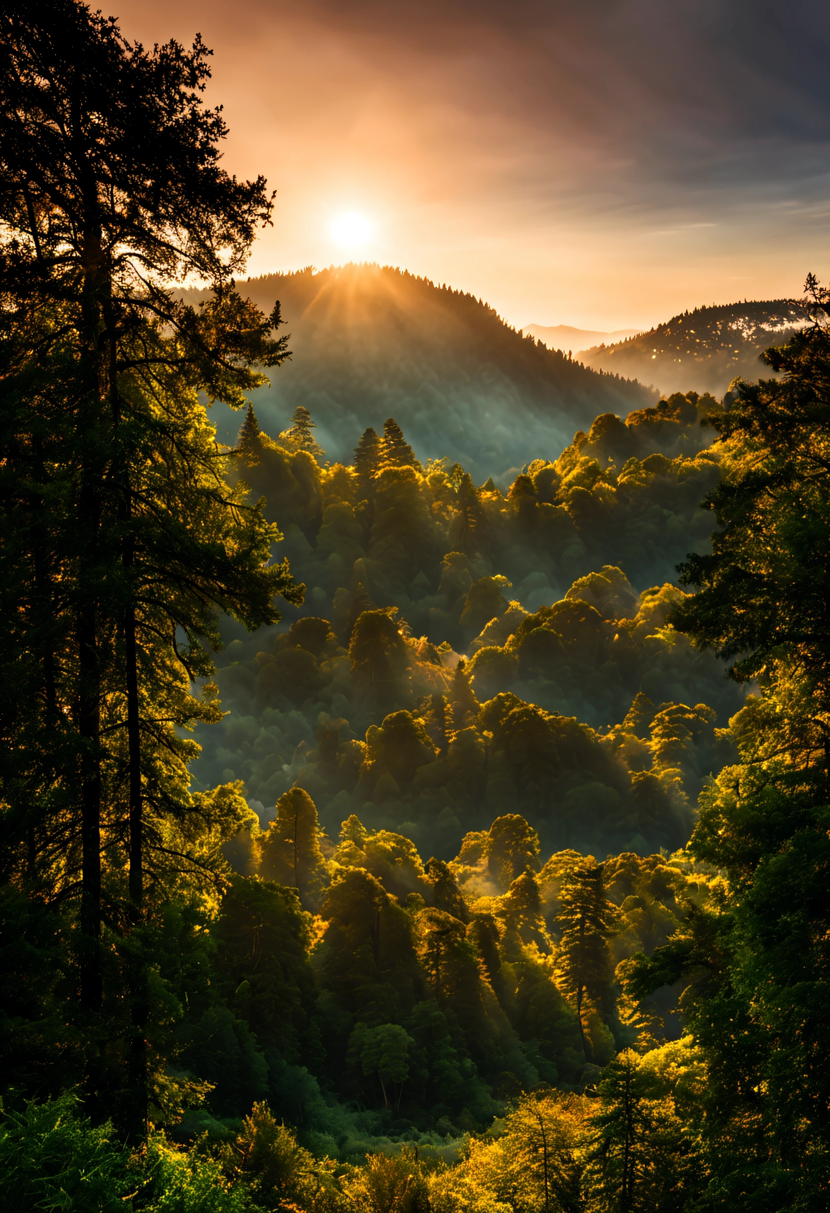 ((A high resolution, high high quality, actual)), Best quality, A high resolution, 8K, actual, Focus sharp, realistically, Dense forests and lush grass, Eau, The landscape, Soft and smooth light, epic sky, masterpiece palette, natural