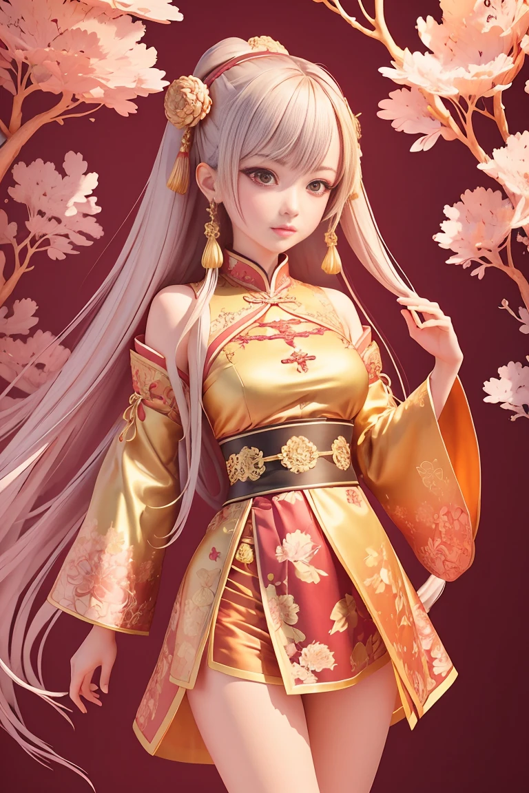 (masutepiece, of the highest quality, Best Quality, Official art, Beautiful and aesthetic:1.2),(1girl in),ighly detailed,(Fractal Art:1.3),Colorful,highest details,masutepiece,Best Quality,1girl in,Solo,chinese clothes,Chinese style,blazing,