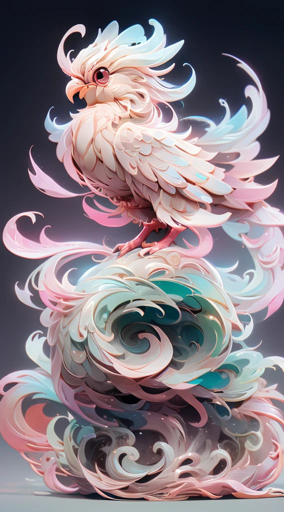 The shape of a dove ，Bling background，Dreamy colors，Transparent statue，floralig eyes，In pink，Open-mouthed，laughingly，tmasterpiece，（best qualtiy：1.3）， full bodyesbian，Ling_Long
