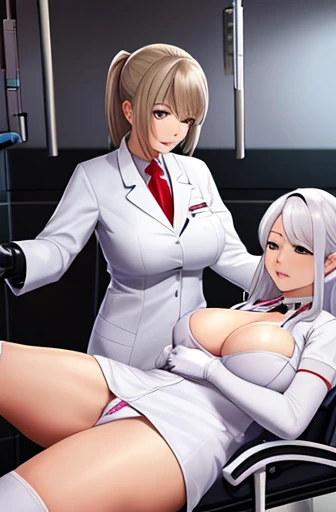 hospital, latex nurse suit,nurses,busty,elbow gloves,labcoat,silverhair woman,green eyes , gigantic  ,medical instruments,asian nurse,two nurses,speculum,examination room,oversize , ,big  ,, lay on table ,legs spreaded,giving birth,gyno chair , dentist, bondage ,in labor, domination ,femdom,