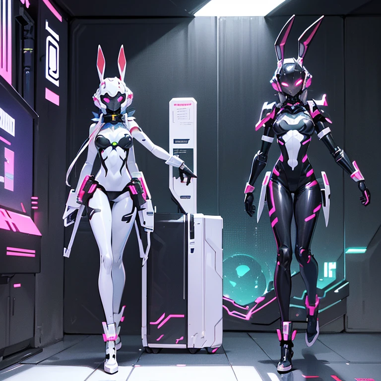 Viper Mecha,Rabbit whole body, Alone, cyber punk personage, Exquisite snake head, Bubble Mart Blind Box, Clay texture, walking on earth, Black and white background, potted, circular base, natural lightting, Best quality, hyper-detailing, Art 3D, c4d, Overclocked renderer, 3 Rendering, 8K