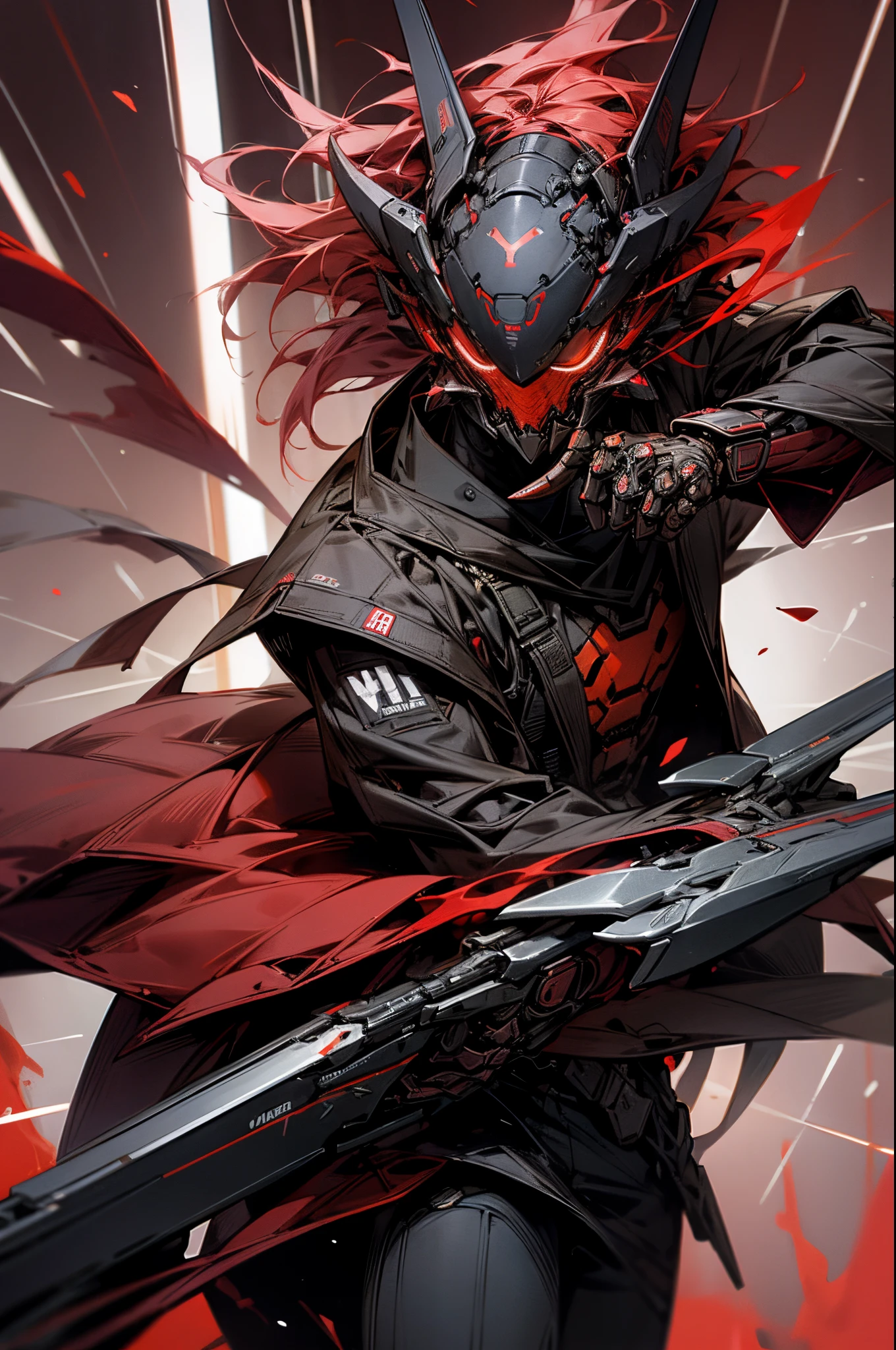 Humanoid Decisive Weapon、Dressed in a red aura