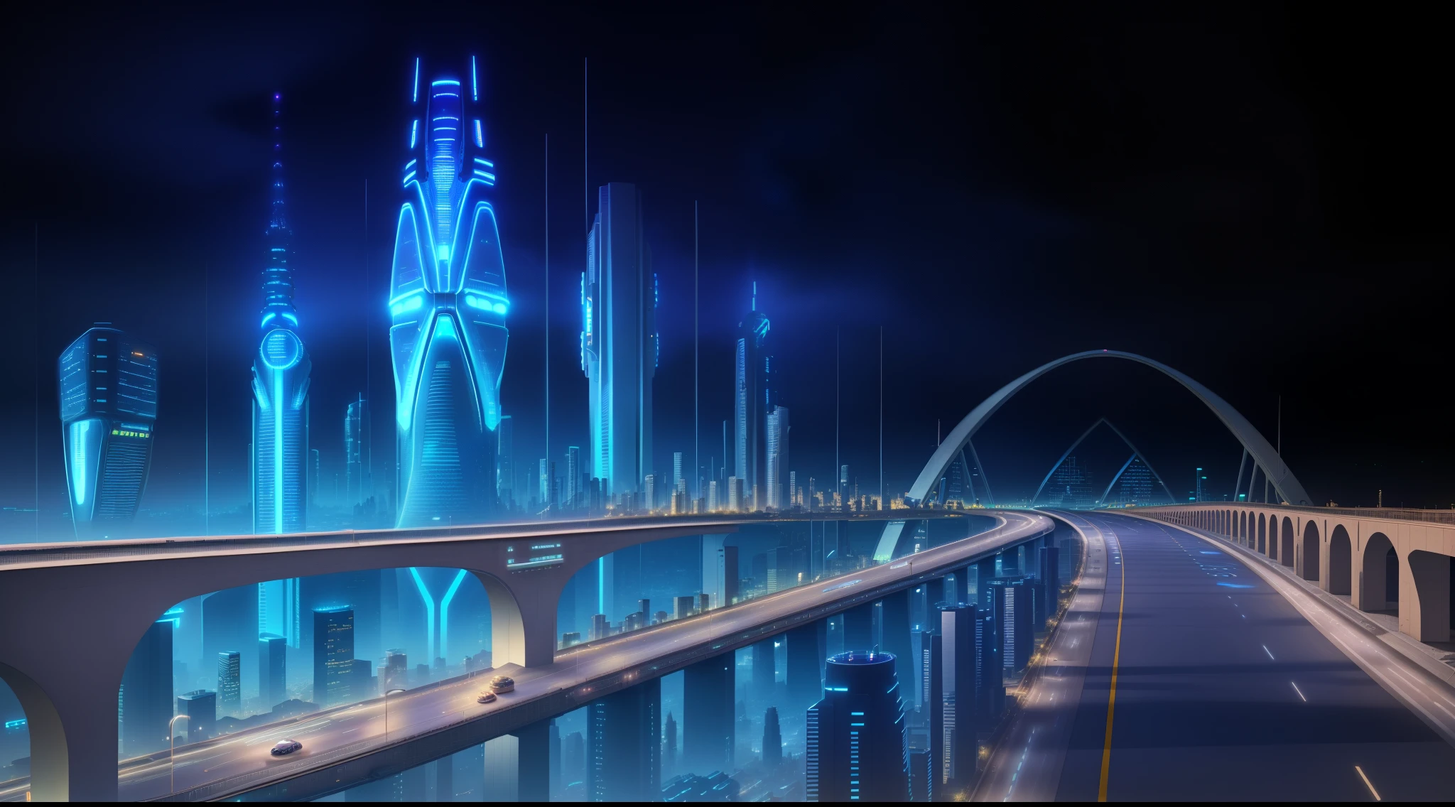 arafed view of a bridge with a city in the background, cybernetic city background, city of the future, infrastructure, cyber architecture, futuristic city street, futuristic street, futuristic city background, futuristic city backdrop, future technology, futuristic city backgrond, future city, landscape of a future city, photo of futuristic cityscape, futuristic city in background