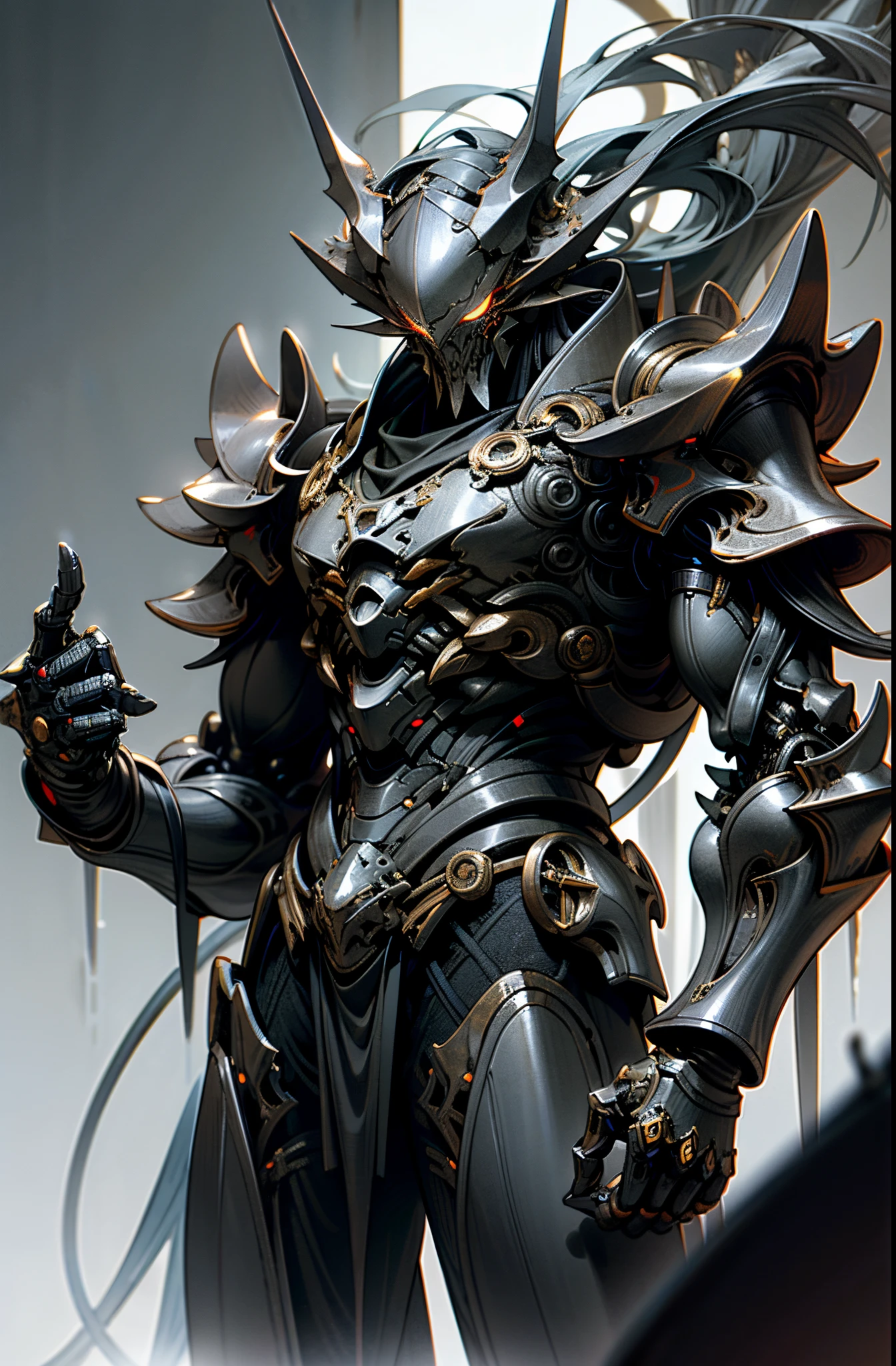 space, holding_weapon, no_humans, glowing, giant robot, flying, rifle at viewer,point at viewer,, destroyed space colony, ruins, glowing_eyes, mecha, science fiction, satellite orbit, reality, mech, wearing a shield on its back,