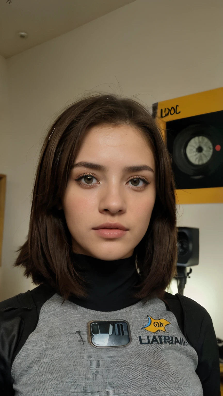 (La mejor calidad, high resolusion:1.3), 1 chica con un cuerpo perfecto, Cofre grande y abierto, super fine face and eyes, Cabello largo, Camiseta sin mangas de colores aleatorios:1.2, Vaqueros cortos, gran pecho desnudo, Exponer el escote (Realista, fotorrealista:1.37), Ojos y cara detallados, hermosos ojos detallados, hermosos labios detallados, Ojos y cara extremadamente detallados, long eyeslashes, Ultra detallado, Studio lighting, vivid colors