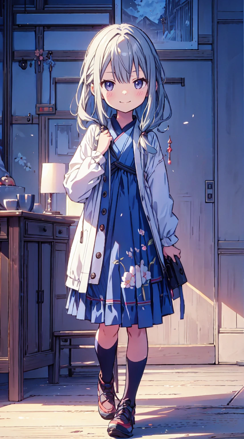 masutepiece, Best Quality,Illustration, Wallpaper, ultra -detail, 1little girl、♡、Futomo、Poses in motion、soft smiling、spring outfit