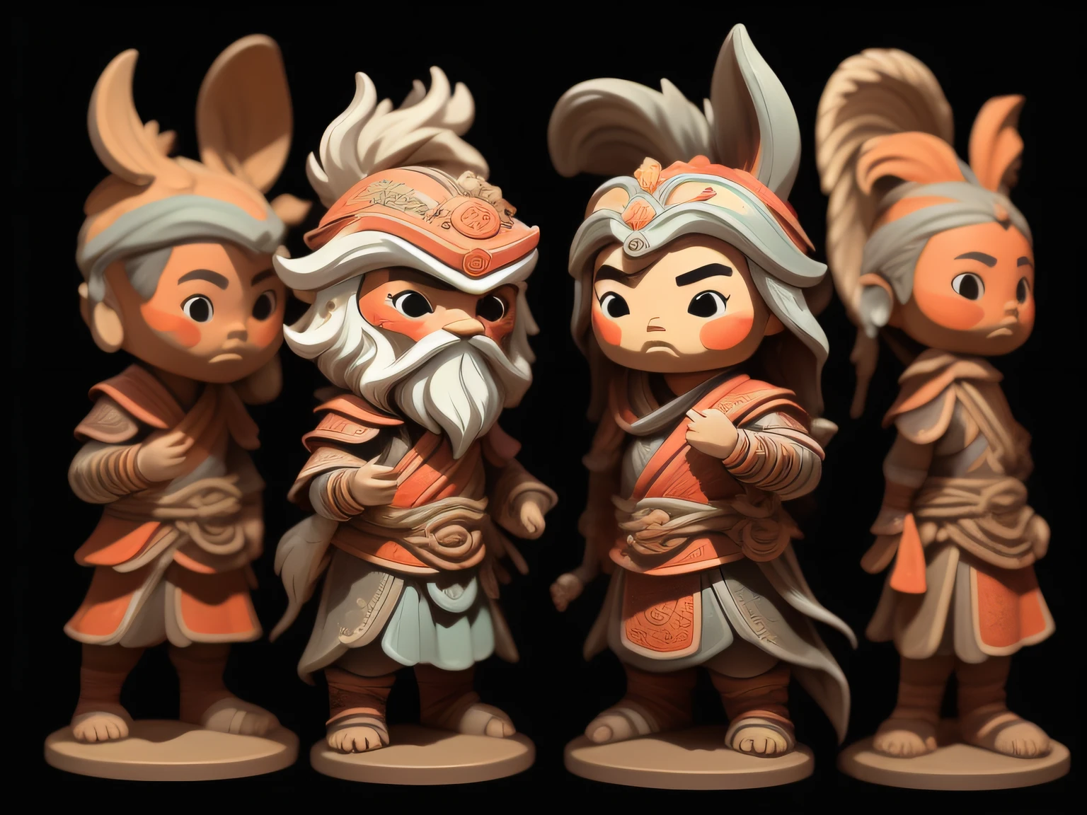人物,Guochao style,clay,male people,Cultural and creative IP design,Bai Juyi,landscape elements,lute,poetic elements