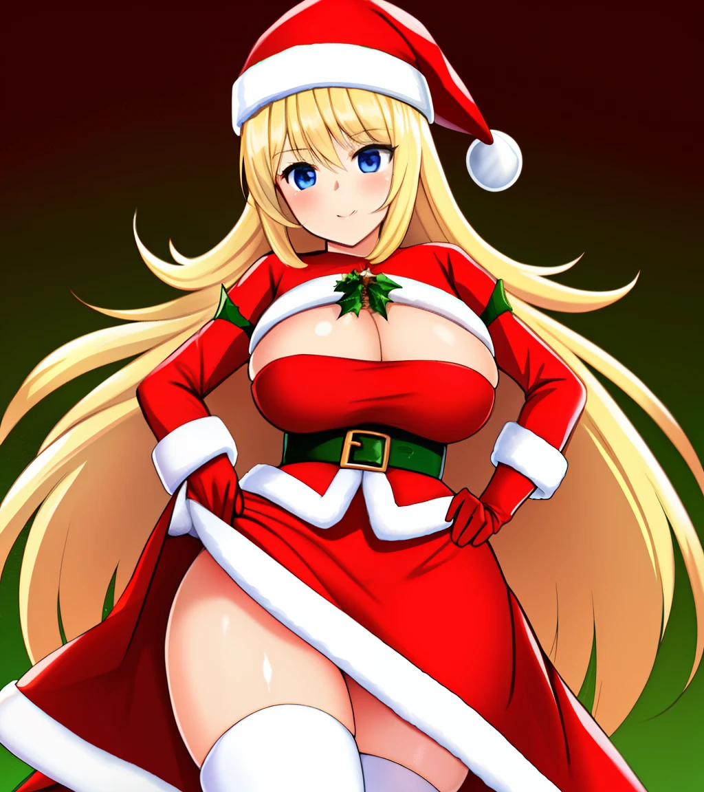 Mujer rubia , cuerpo completo , Christmas Clothes , grandes tetas , gran trasero