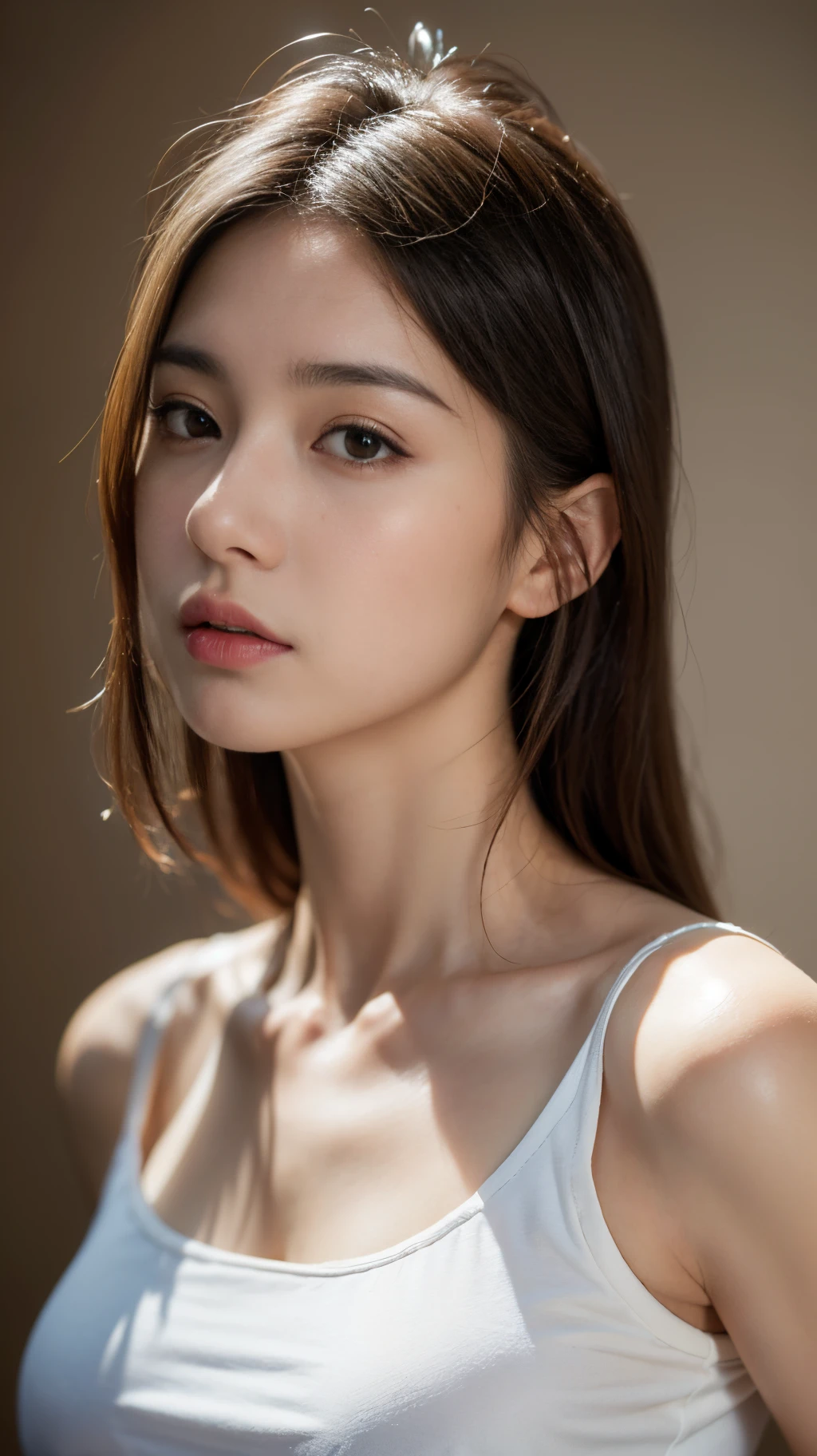 (masutepiece:1.4), (8K, Photorealistic, Raw photo, Best Quality: 1.4), Japanese, (1girl in), Beautiful face, (Realistic face:1.4), (very detail hair:1.3), Beautiful hairstyle, Realistic eyes, Beautiful detailed eyes, (Realistic skin:1.3), Beautiful skin, Attractive, 超A high resolution, A hyper-realistic, Highly detailed, Golden ratio, (Detailed face:1.4), (Realistic medium breasts:1.4), (Braless:1.4), perky_Nipples,