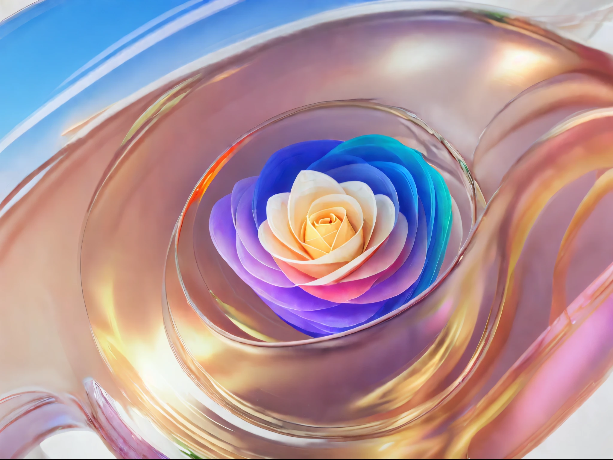 3d render, rich colors,cube,silk,liquid,Laser gradient,glass,metal,3d flow,white flower,Best quality, amazing details