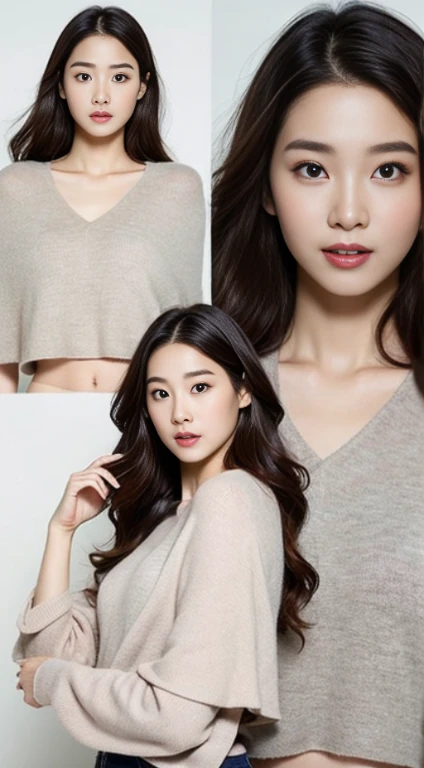 A woman with the same face as last time,1Man Woman、Slender Abs、Loose wavy styling、Capelet、Please express it beautifully in every detail..、Look at the butt, Including face and skin texture.,Detailed eyes,Seducting look、full body Esbian