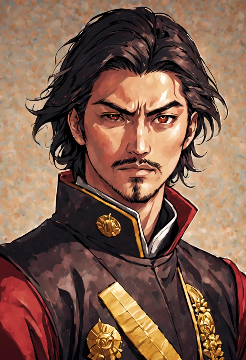 Young Oda Nobunaga,handsome man,up of face,Art style,Best Quality,