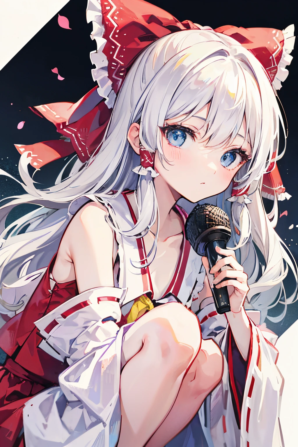Kirisame Marisa,Hakurei Reimu,1GirlTag, blue eyes, white hair