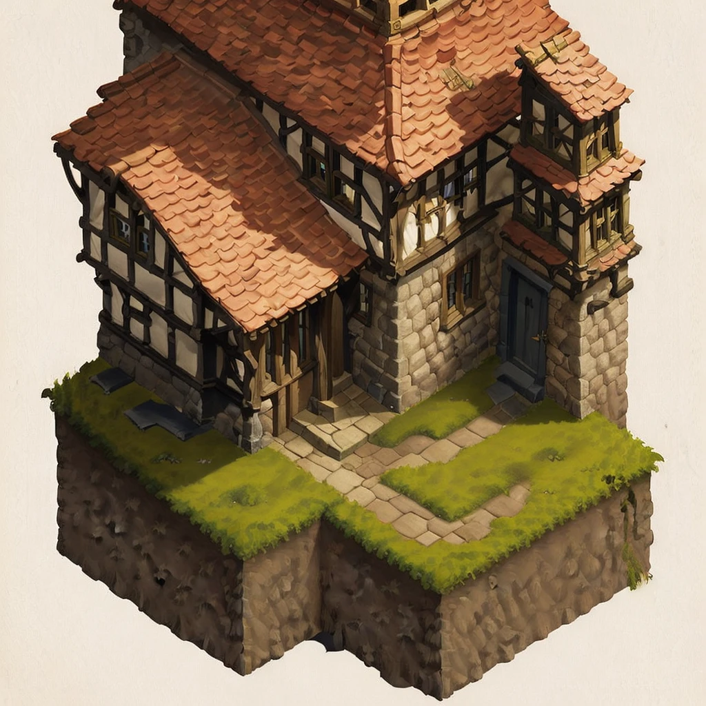 (masterpiece:1, looking at viewer, best quality, ultra-detailed, best shadow), medieval Tudor house , 2d art, concept art,