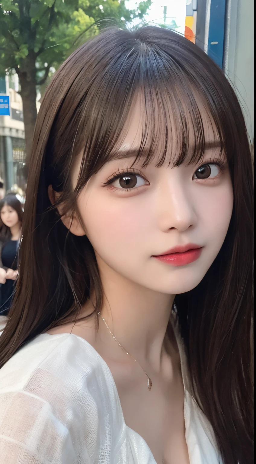 masutepiece, Best Quality, Illustration, Ultra-detailed, finely detail, hight resolution, 8K Wallpaper, Perfect dynamic composition, Beautiful detailed eyes, Black Long Sleeve Dress,Straight hair, Natural Color Lip, Bold sexy poses、20 years girl、Cute,Take close-up photos of your face,Sexy face,Face of sexual excitement at climax、Blur the background,Perfect and beautiful face,Facial expressions inviting a man,the met,Anatomically correct body,Blur the background