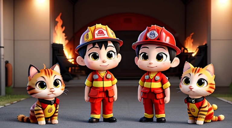 masutepiece,Best Quality,catss,(firefighter),Chibi