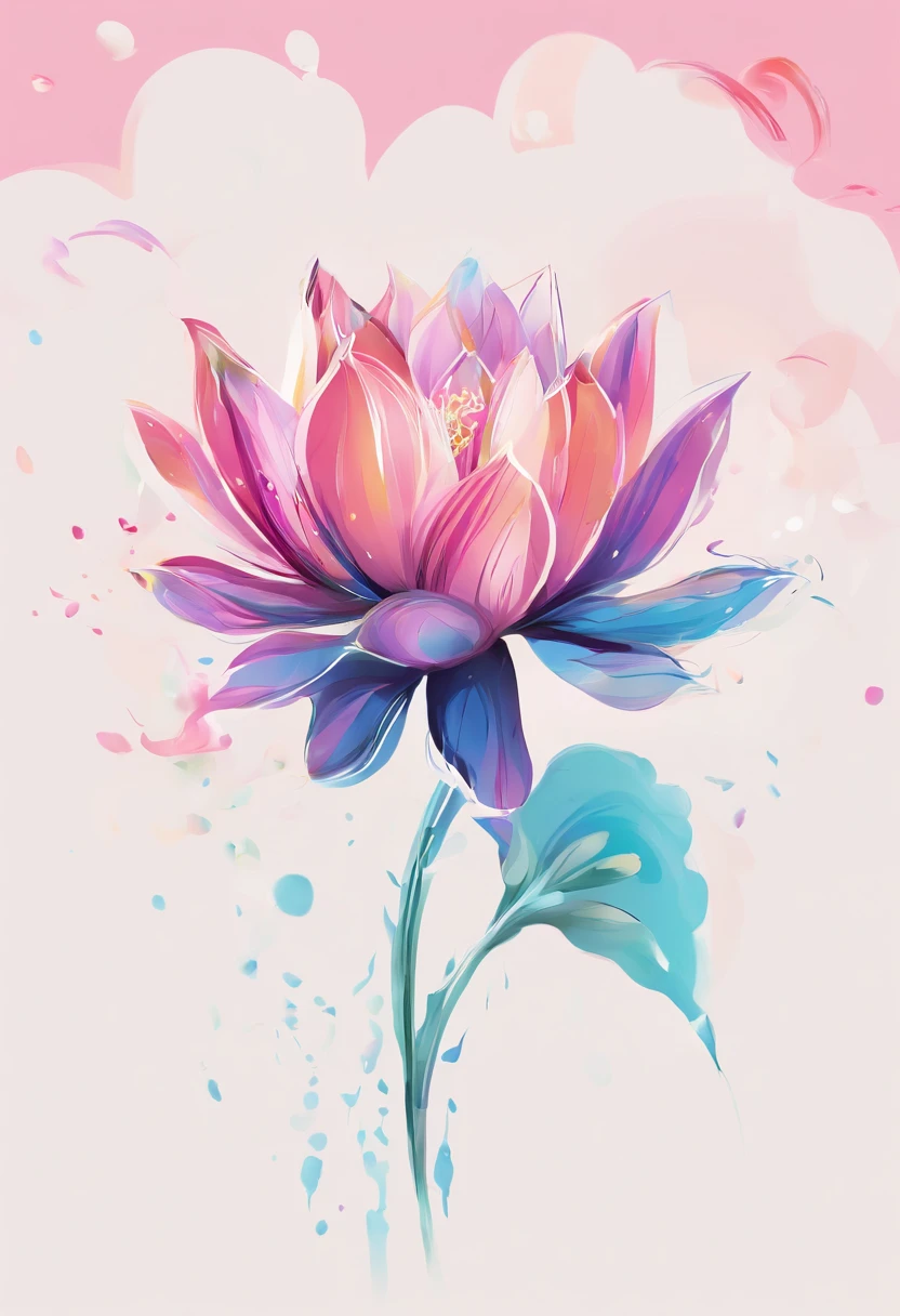 Draw an abstract painting of a single flower.,pale pink lotus、use acrylic paint、Abstract artist known for his unique use of acrylic pouring, real brush strokes,aesthetic composition,Minimal style, delicate, flowing strokes、peaceful and calm shape、The pale pink color of the lotus symbolizes inner contentment and peace.、express a sense of quiet happiness、The main colors of the work are soft and gentle tones.、Add moist compacted sand、Enhances the texture and tactile elements of your artwork, While staring at this image, oot、Interaction of color and texture、Immerse yourself in the atmosphere of satisfaction、guided by a sense of satisfaction