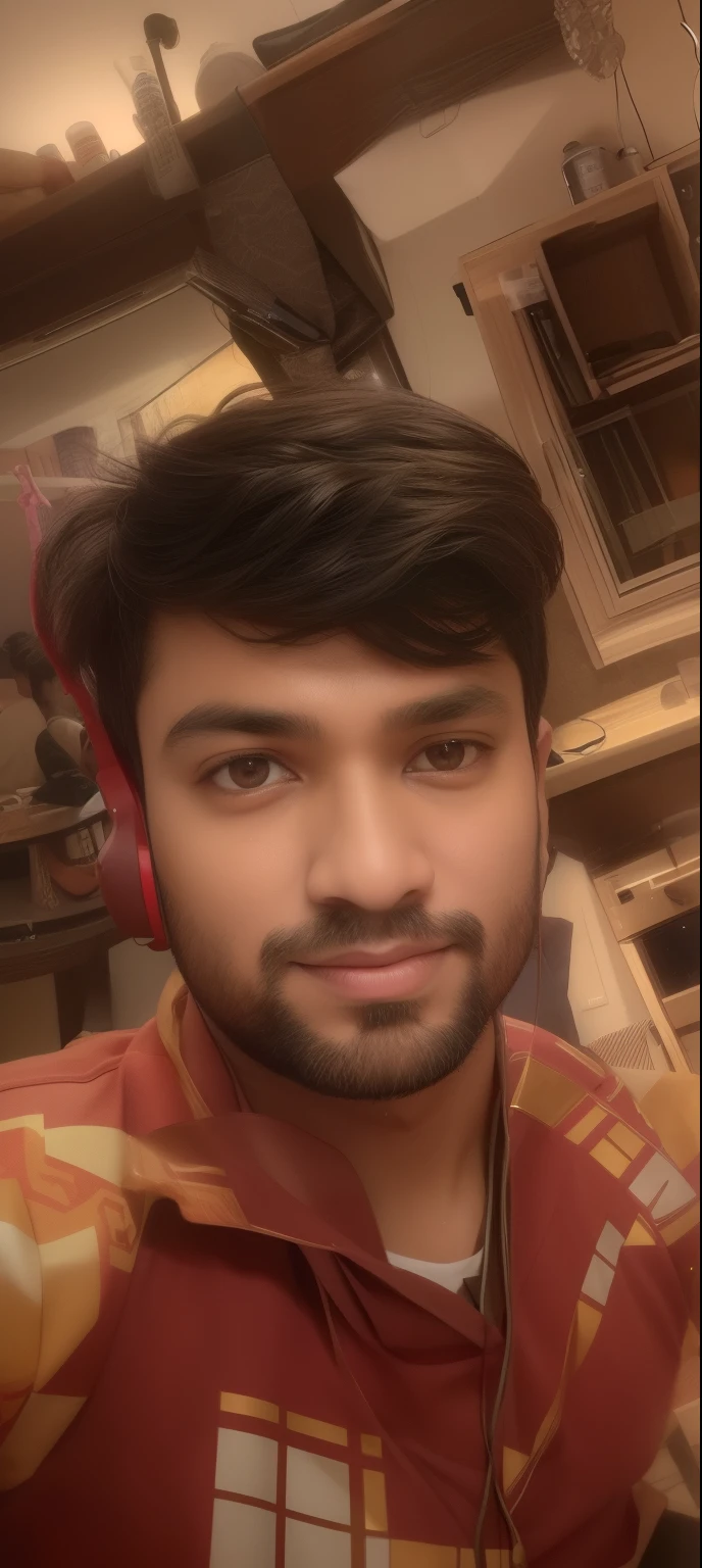 there a man that sitting down with headphones on, jayison devadas, 8k selfie photograph, vinayak, with accurate face, selfie photo, face picture, facebook profile picture, without beard, ayan nag, without helmet, good looking face, indian, front profile!!!!, selfie of a man, jayison devadas style, vastayan