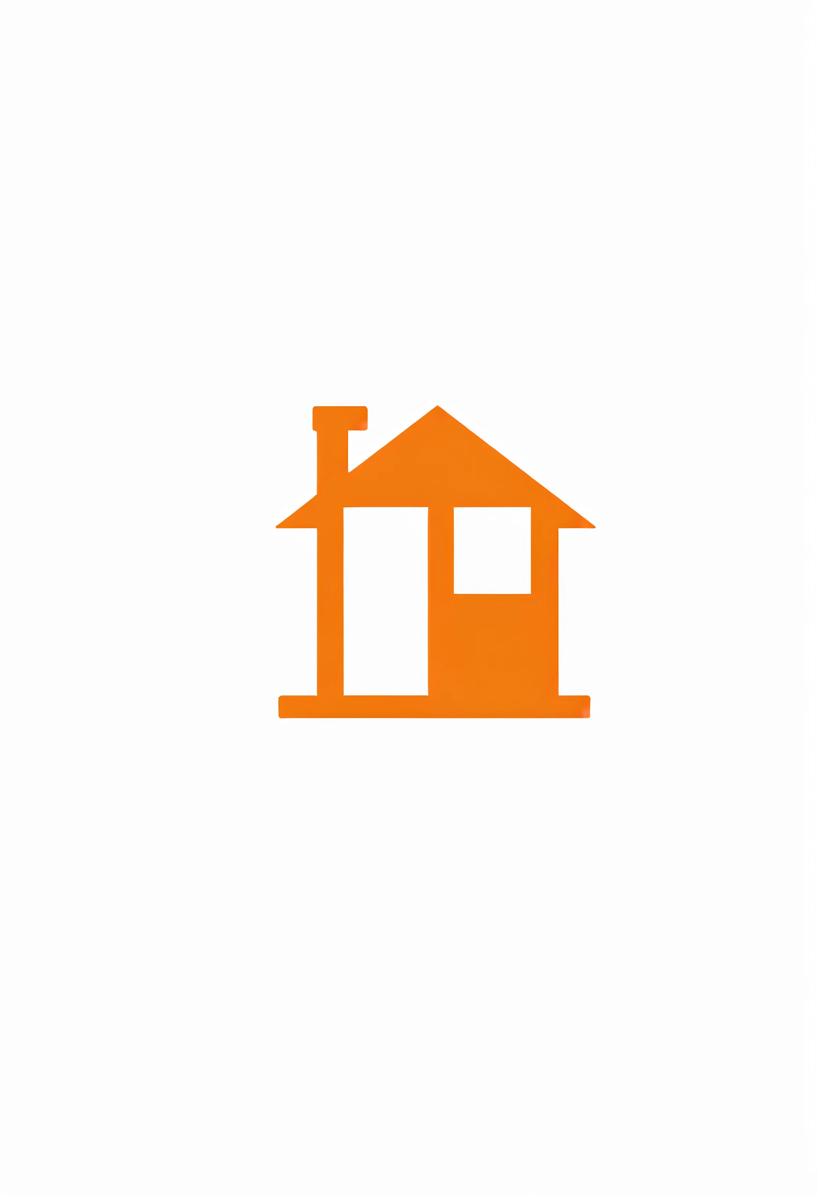 Image of a small orange house with small windows, japanese-inspired, logotype, Tupini Punk, Soft and rounded shape, limba school, Plane shape