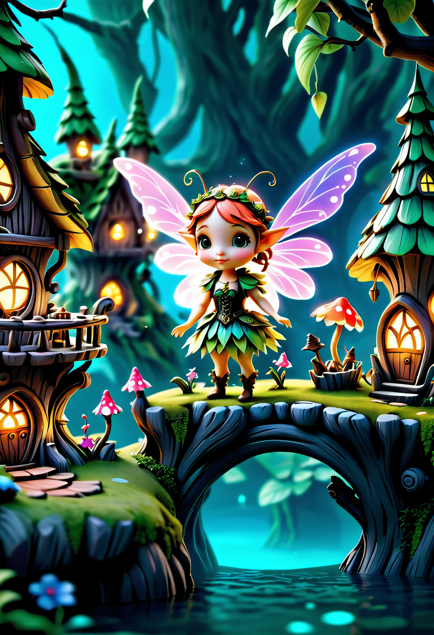cute and cuddly fairy🧚🏻‍♀️ in the (fairy village:1.4), with aquatic steampunk augmentations extremely detailed, insanely detailed and intricate, high detail, concept art, colorful, dark philosophy, uplight, dark mode, rendered in unreal engine 5, intricate details, soft lighting, and a magical atmosphere, ambience lighting