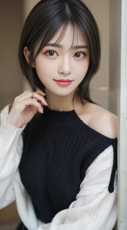White knitted sweater