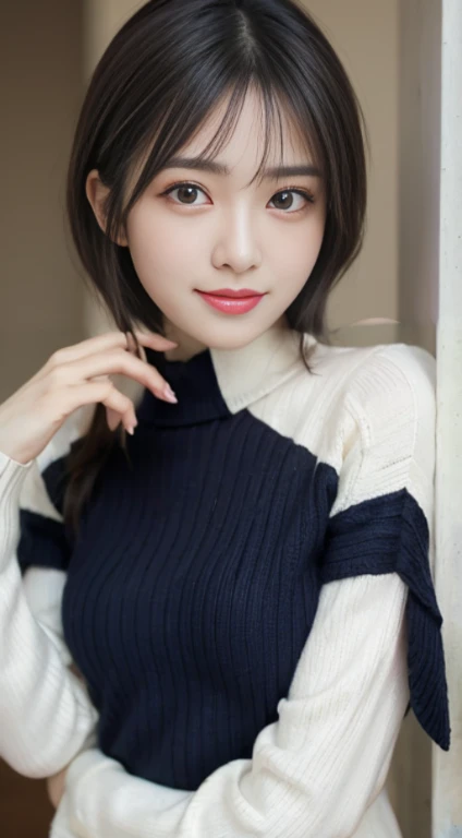 White knitted sweater