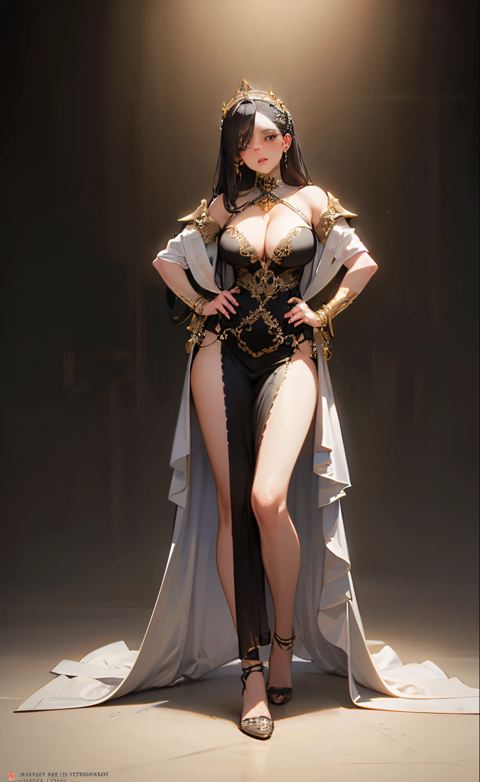 8k, ((full body portrait:1.3)), a beautiful cyborg with black hair, intricate, Egyptian elegant, highly detailed, Egyptian majestic, gigantic breasts, septum piercing, digital photography, ((puffy lips)), ((cleavage)), ((mature face)), art by artgerm and ruan jia and greg rutkowski surreal painting gold peacock filigree, broken gsterpiece, sidelighting, finely detailed beautiful eyes: 1.2), hdr,