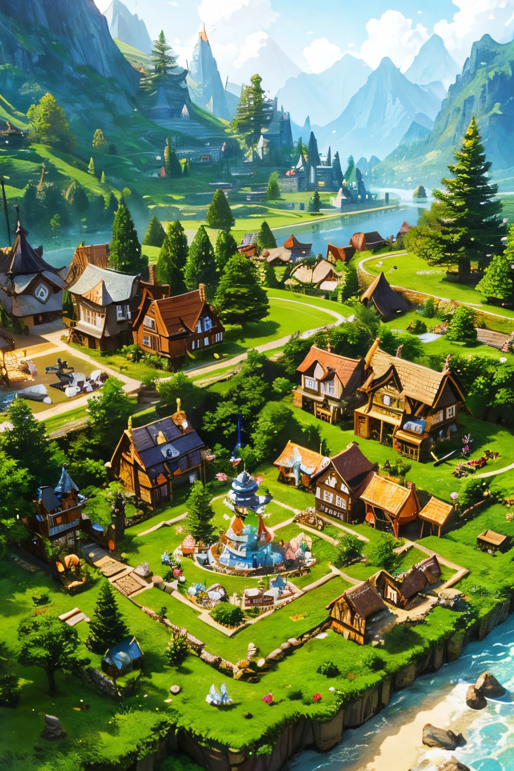Fairy Village, masterpiece, best quality, super detail