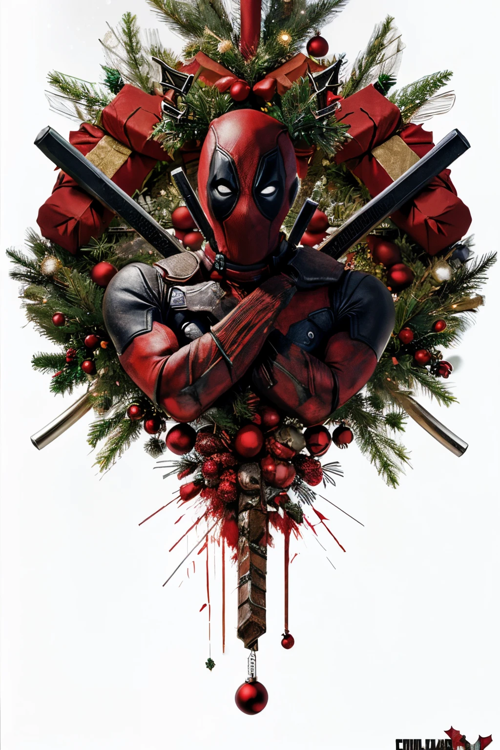 Deadpool Christmas gore hard,blood,wepons,guns,swords blooding gore hard,blood,wepons,guns,swords bloodinggore hard,blood,wepons,guns,swords blooding (((background Christmas))