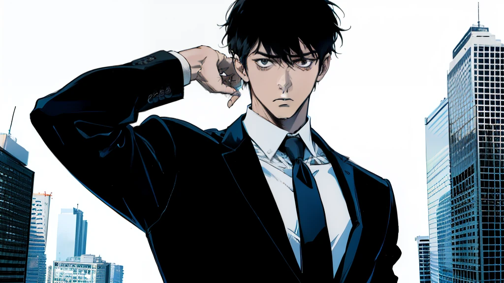 businessman surrendering、perplexed look、I'm in trouble、look of suspicion