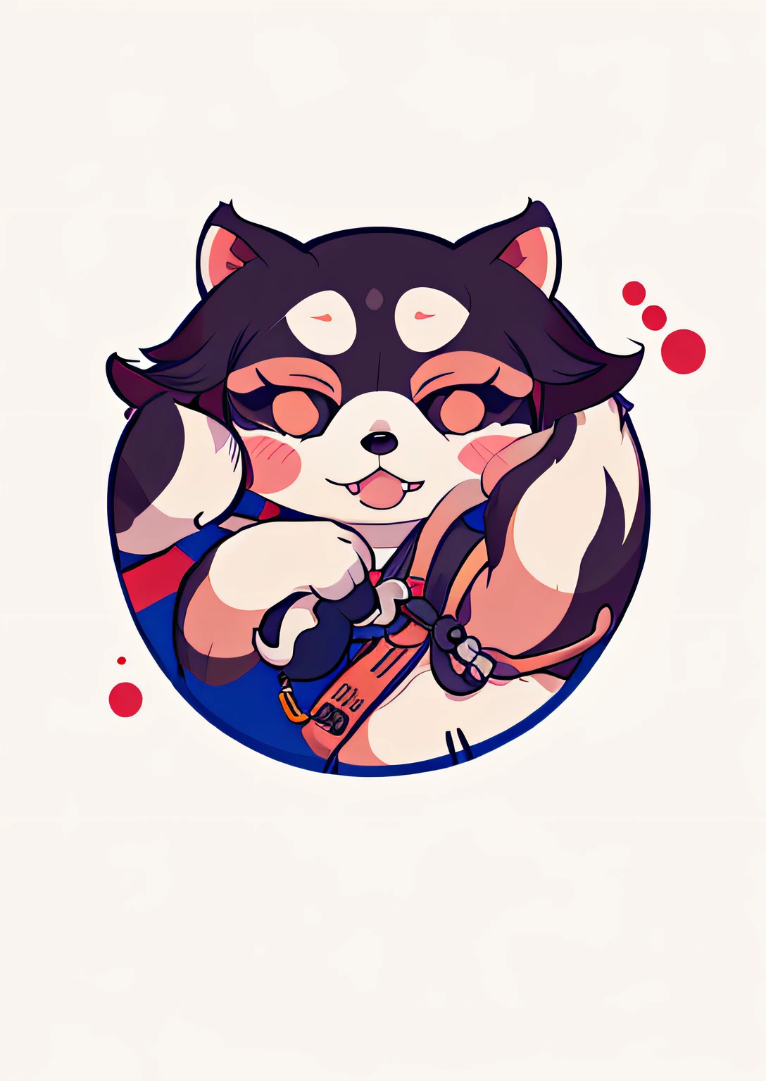 inspired by Kōno Michisei, wild shapes : raccoon dog, anthropomorphic racoon, raccoon dog, vectorized, Akafang, inspired by Maruyama Ōkyo, Inspired by Kanebo, Signature without text, Inspired by Joseph Cima, svg vector art