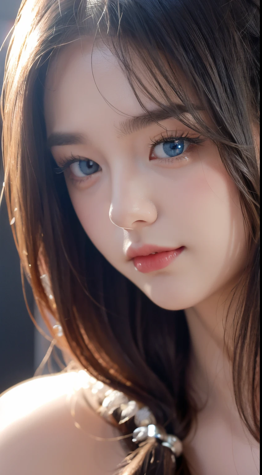 1pc,long whitr hair,eBlue eyes,heart - shaped pupils,The face red