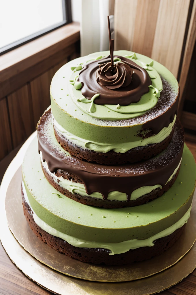 Cake details. Matcha chocolate.