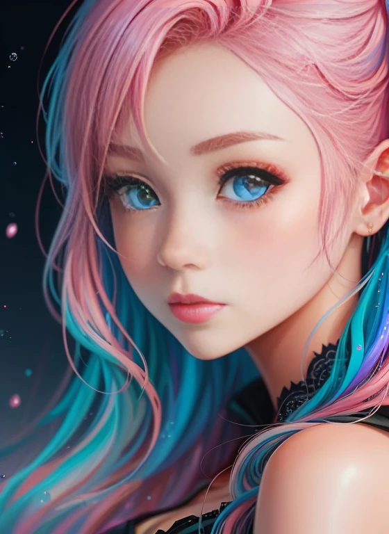 ((best qualtiy)), ((tmasterpiece)), ((of a real)), (Complete details),anime ladder、 (1 woman)Close up portrait of cute woman with pink hair、Beautiful and moist eyes like crystal clear gce without makeup、4K high definition digital art、stunning digital illustration、Stunning 8K artwork、Chuanghui Digital Fantasy Art、vibrant with coloreautiful digital artwork、Colorful digital painting、digital anime art、Portrait of beautiful and pretty woman、8K HD Digital Wallpaper Art、digitial painting